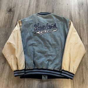 Port Authority Denim Blue and Cream Hooters Calendar Jacket